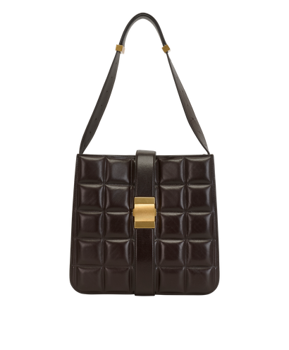 The Padded Marie Shoulder Bag, &pound;450, Handbags, Brown, Leather, Front view